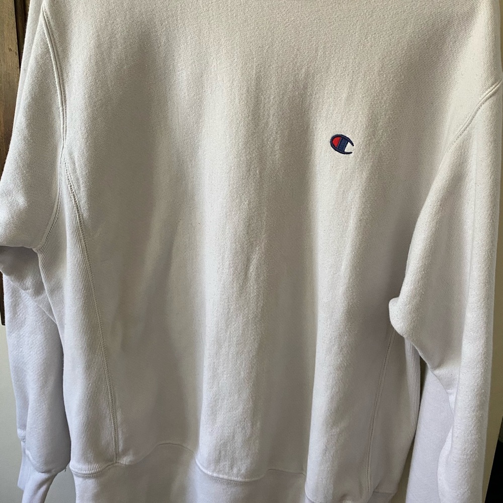 White Champion Reverse Weave Crewneck
